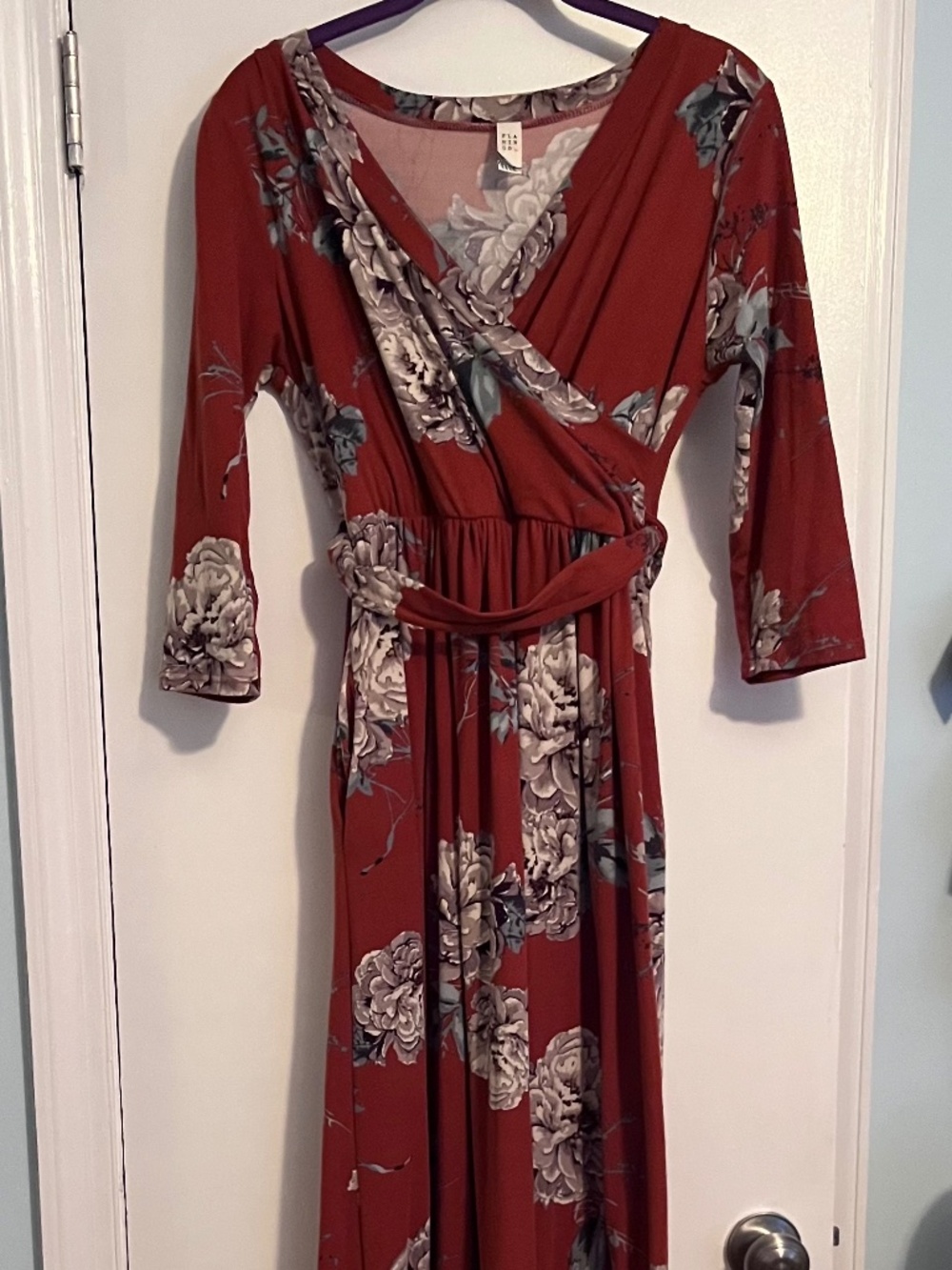 ROOLEE Burnt Orange Floral Maxi Dress